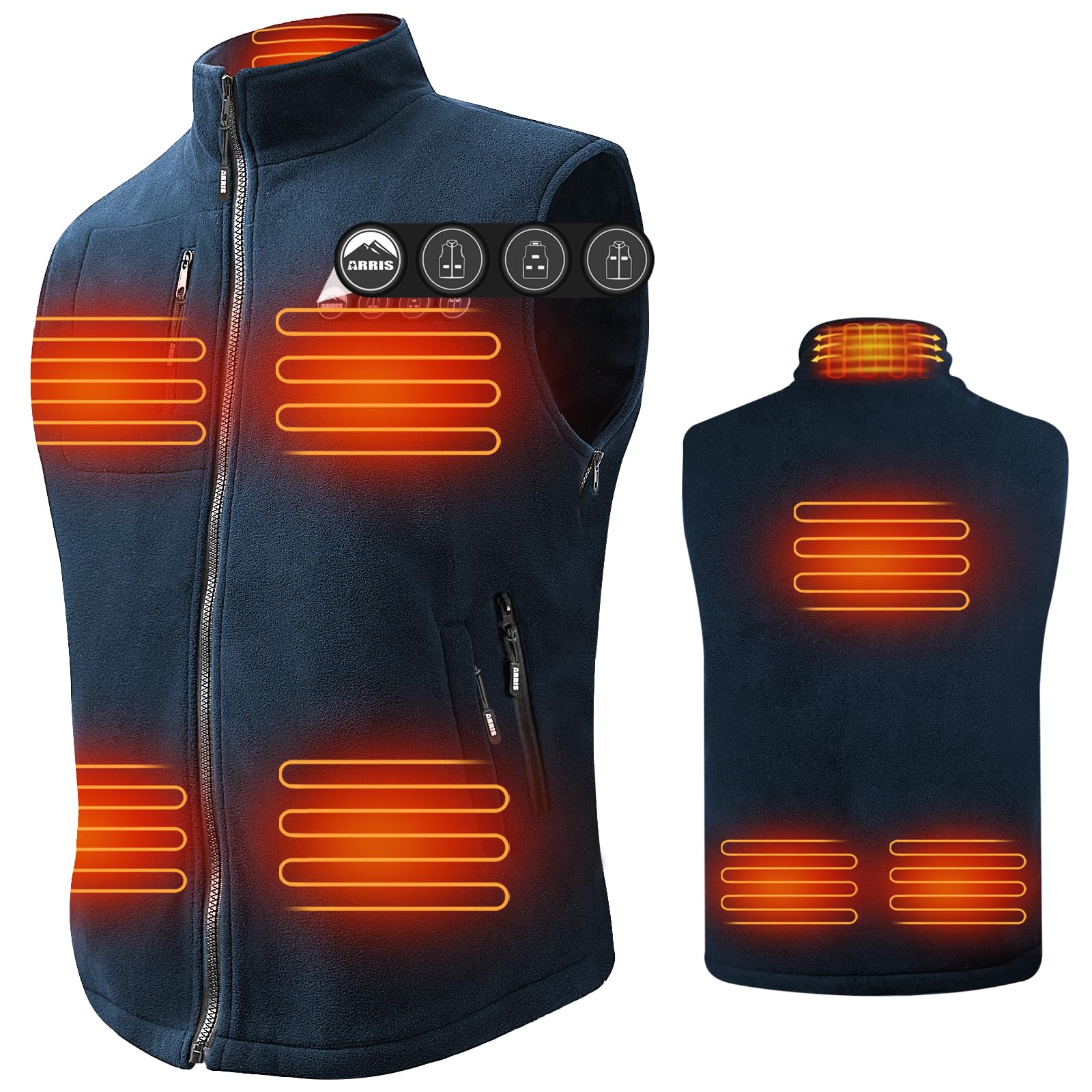 ARRIS Heated Vest for Men, 7.4V Electric Size Adjustable Heating Vest for Hunting, Camping, Fish Suitable for Men