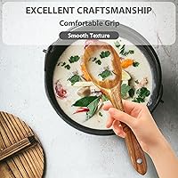 Vista 5 de Juego de utensilios de madera de teca de 6 piezas, cucharas de madera de agarre cómodo para cocinar, juego de utensilios de cocina de madera
