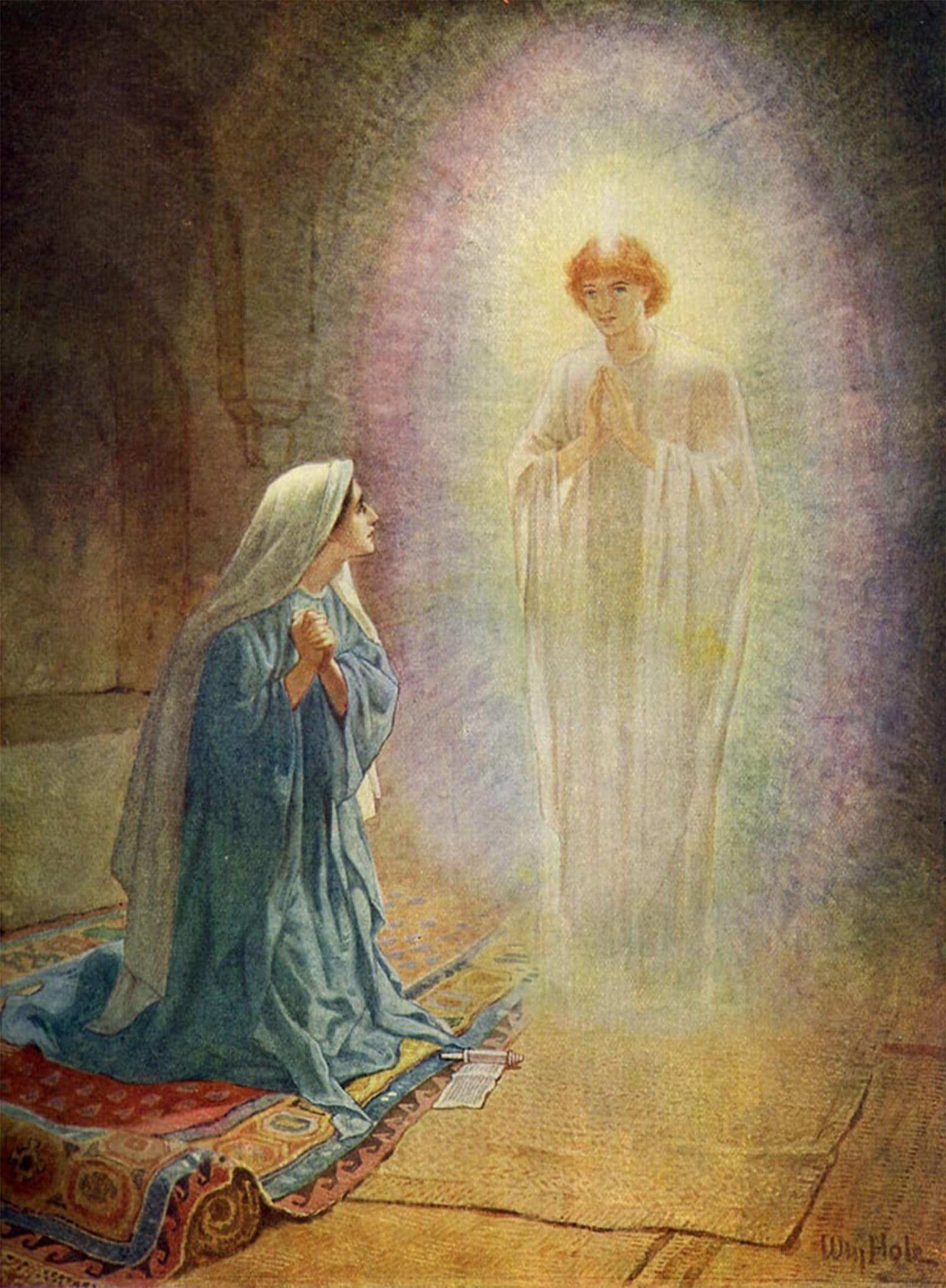 POSTERIIk Famous Animal Posters Vintage Picture Mary Sees the Angel Gabriel Bible by William Brassey Hole Modern Wall Decor for Home Decor 60x90cm