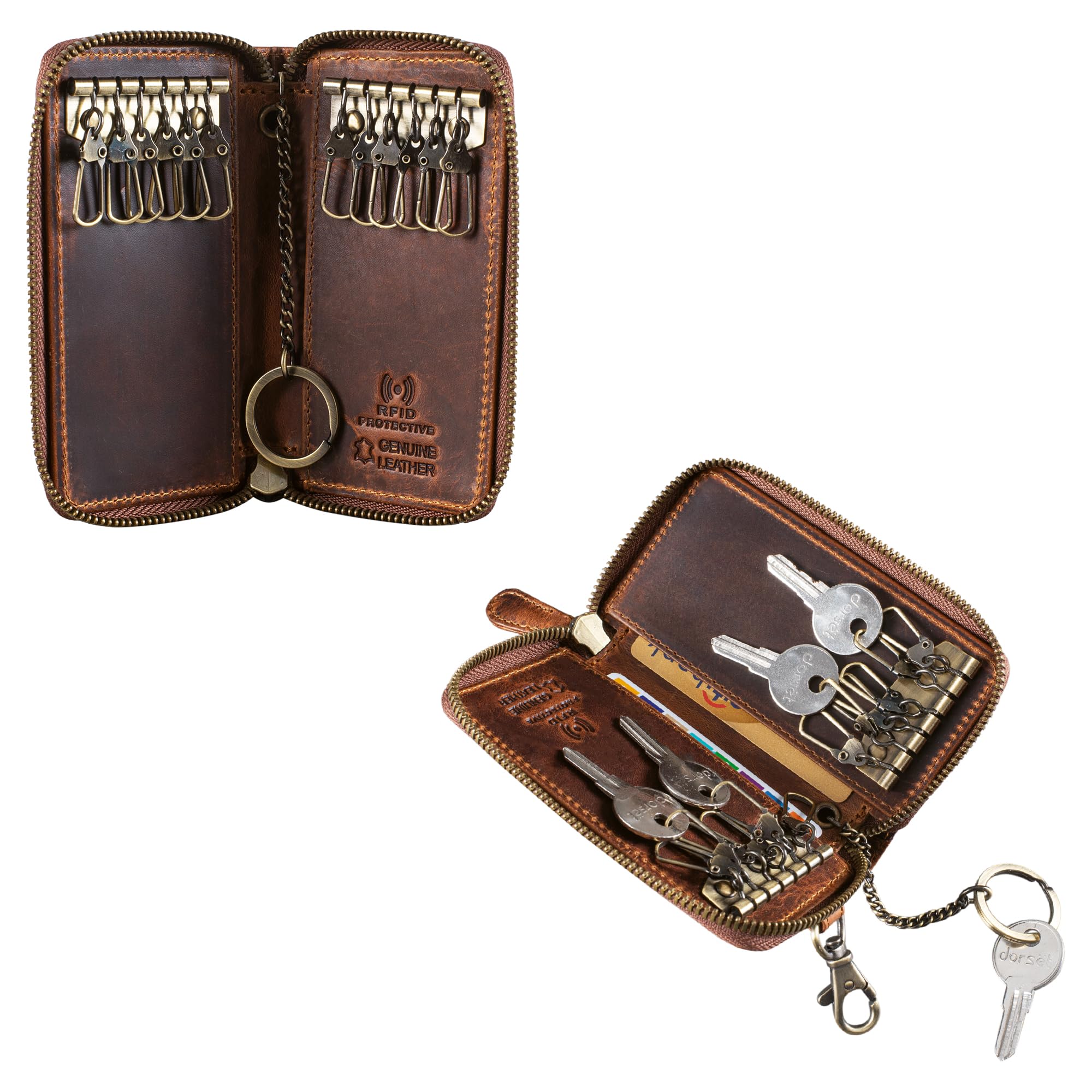 STILORD Devin Cartera de Hombre Piel Vintage Mini Llavero Tarjetero Bloqueo RFID Negro