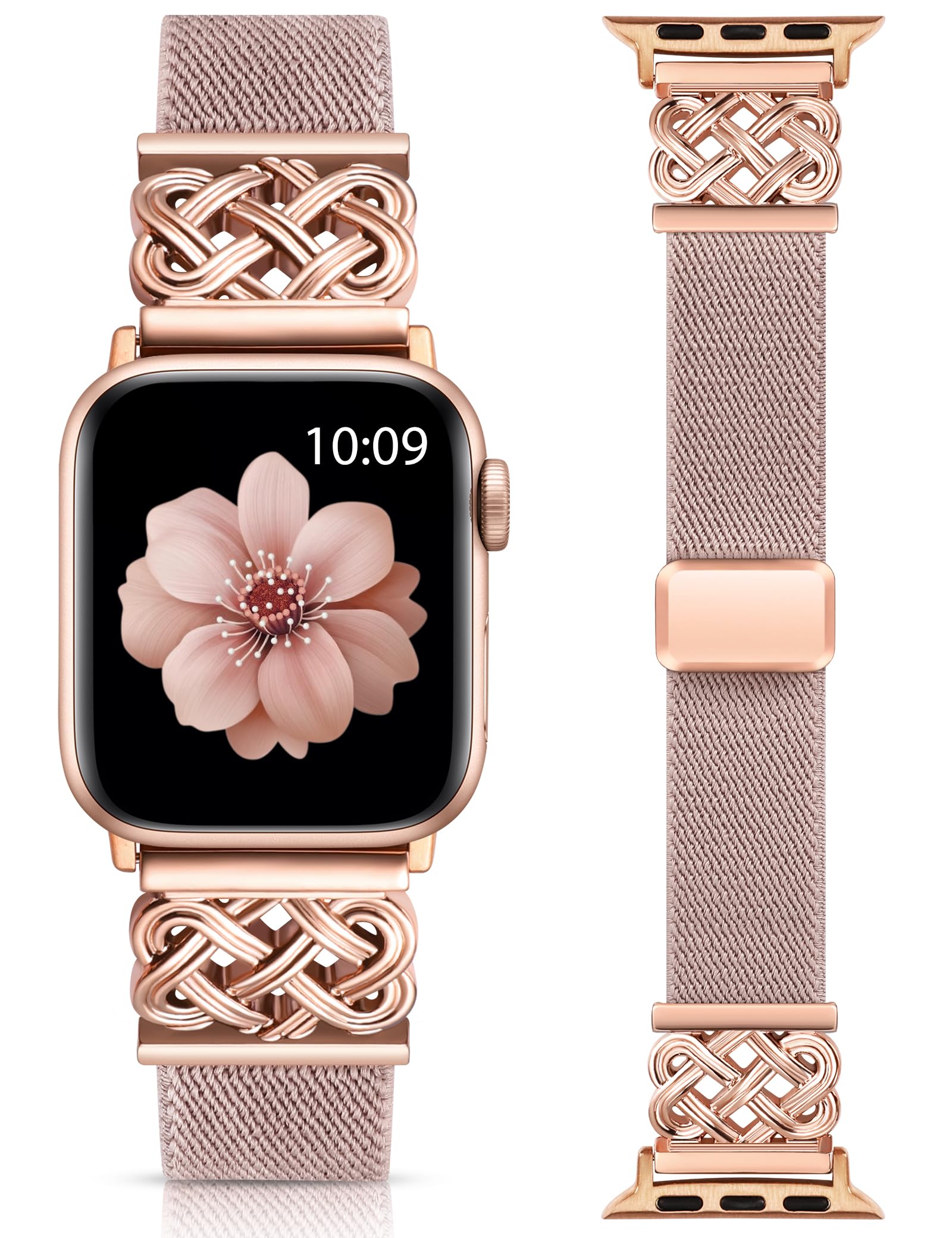 Minyee Magnetic Stretchy Band Compatible with Apple Watch Bands 38/40/41/42/44/45/46/49mm Women Men, Celtic Knot Soft Elastic Nylon Fabric Strap for iWatch Series 11 10 9 8 7 6 5 4 SE/Ultra 3 2 1 — view 21