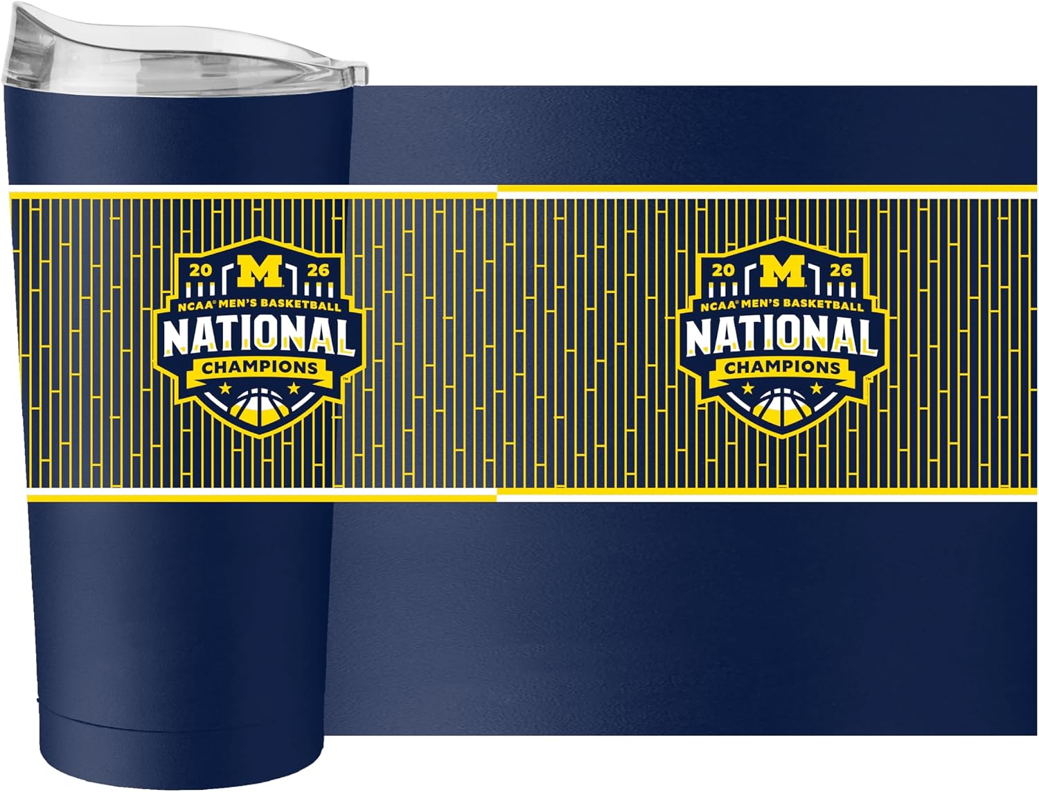 Logo Brands NCAA Michigan Wolverines March Madness National Champions 20 oz Stainless Steel Tumbler - Team Color | 20 Fluid Ounces | Stainless Steel