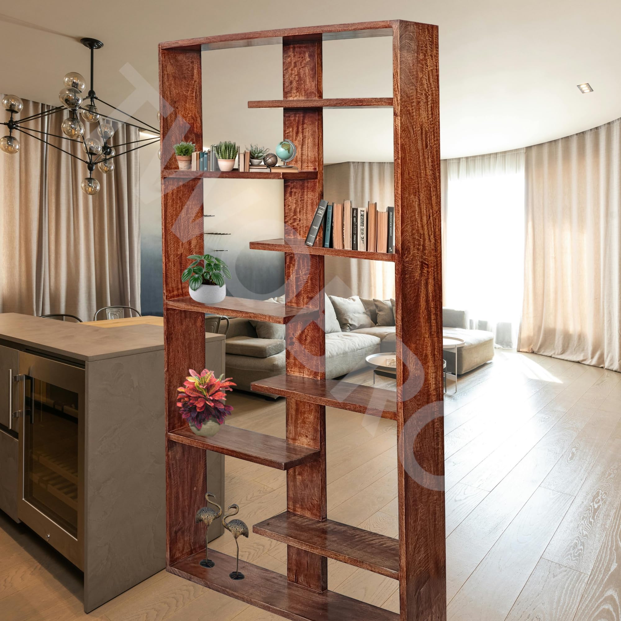 Urbane Crafts Wooden Room Divider Room Partition with Multiple Storage ...