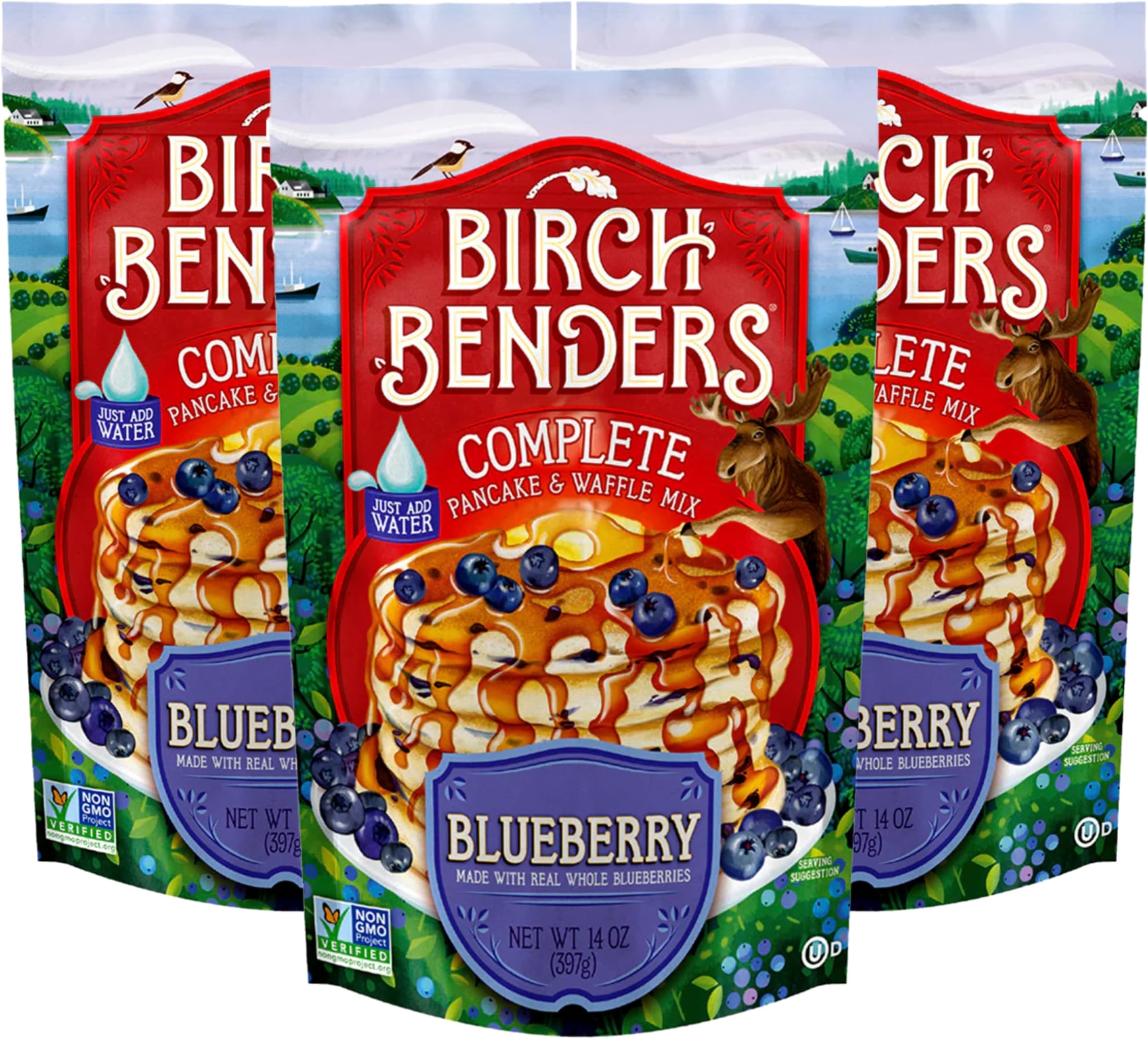 Birch Benders Blueberry Pancake & Waffle Mix, 14 oz (Pack of 3)