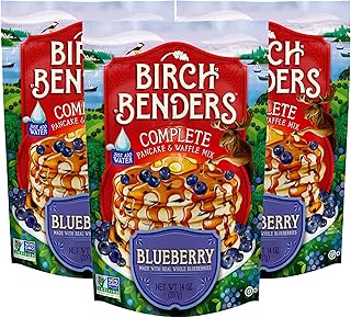 Blueberry Pancake & Waffle Mix By Birch Benders, Made With Real Blueberries, Just Add Water, Non-Gmo, Just Add Water, 14 Oz (Pack of 3)