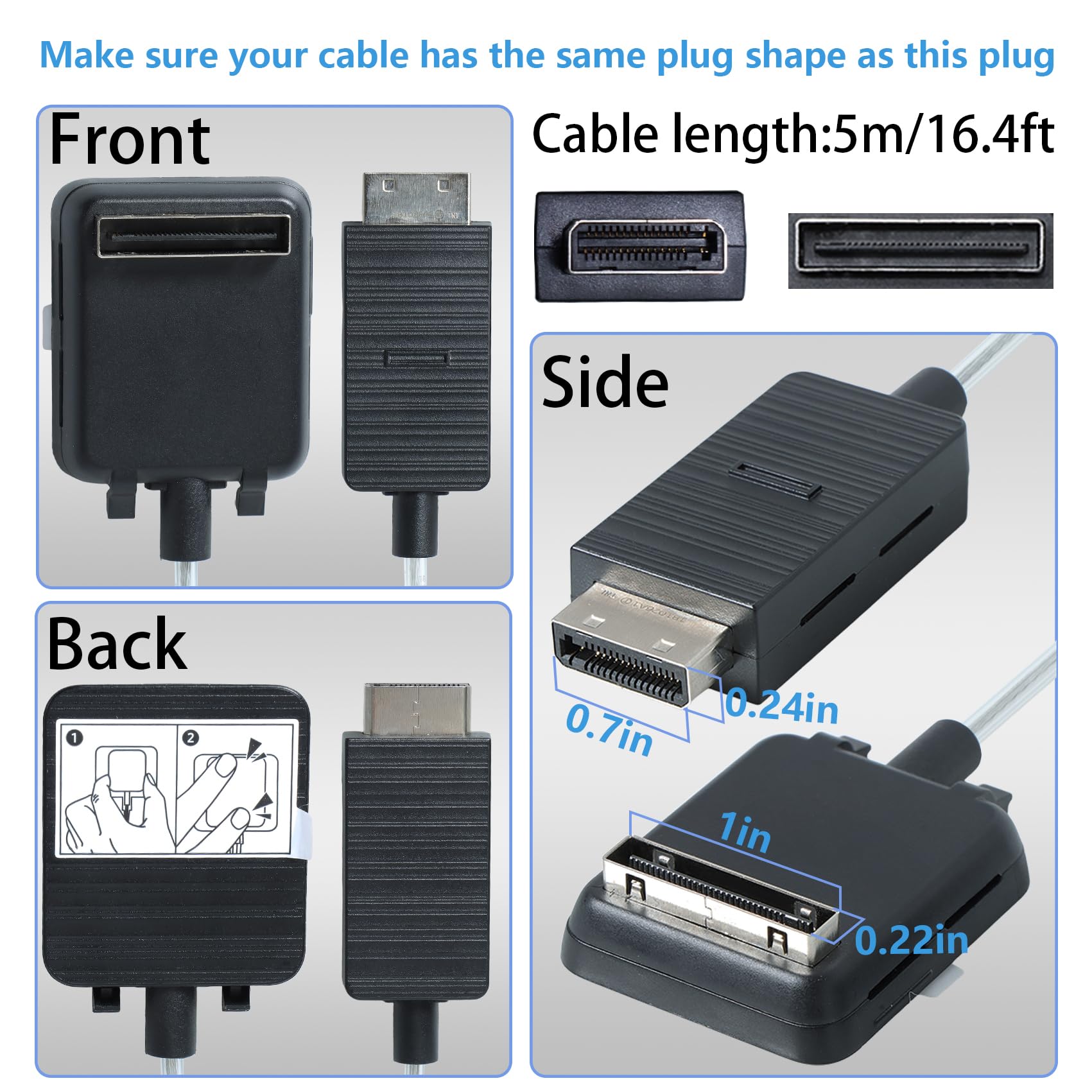 Cable de Conexión BN39-02395A de 5 m/16,4 pies Compatible con Samsung QLED TV 55"-75" Q7FN Q8FN Q8CN Q9FN Series, Modelo 2018