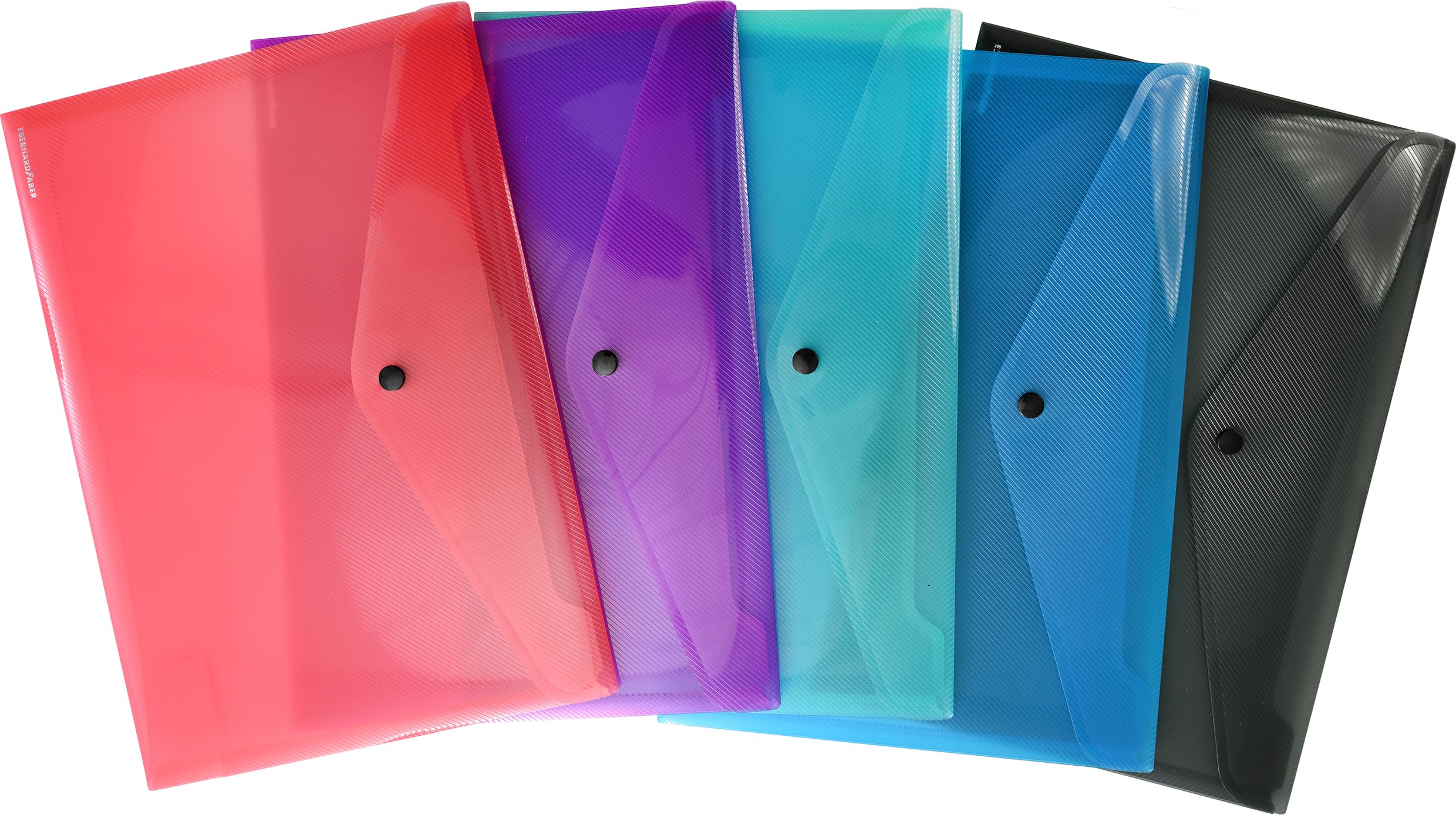 EBERHARD FABER 579991 Document Folder DIN A4, 5 Plastic Portfolders, Transparent Drawing Folder