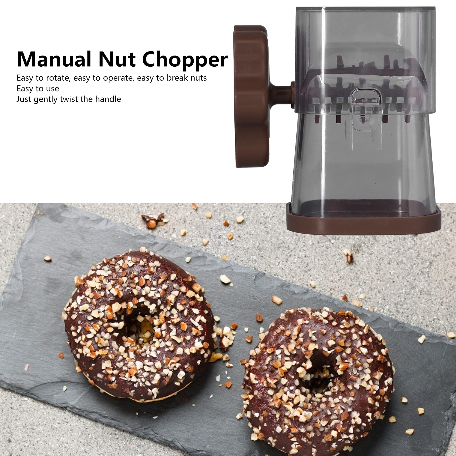 Macina Noci a Manovella Senza Sforzo, Trita Mandorle, Nocciole, Noci Pecan con Materiali di - Tritatutto Facile da Usare, Facile da Pulire, Multiuso (Caffè)