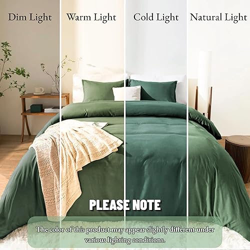 Miniatura 6 de Juego de funda de edredón tamaño King, 3 piezas, 1 funda de edredón suave de 104 x 90 pulgadas con cierre de cremallera, 8 lazos y 2 fundas de