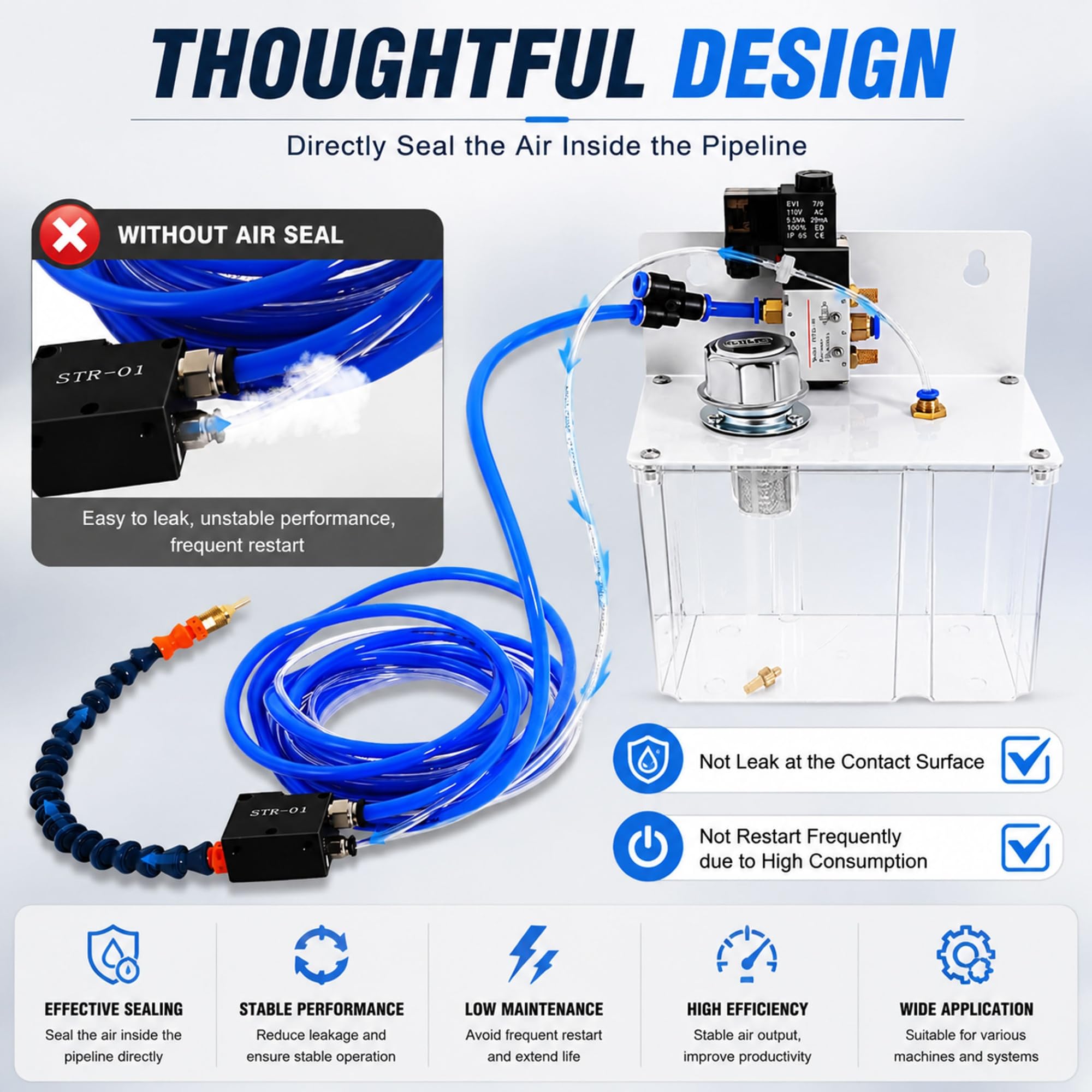 Kit de pulverización lubricante regulable 220V para herramientas | Boquilla de refrigeración por agua para metales, eliminación polvo/aceite - Grabado, taladrado, fresado, torneado CNC