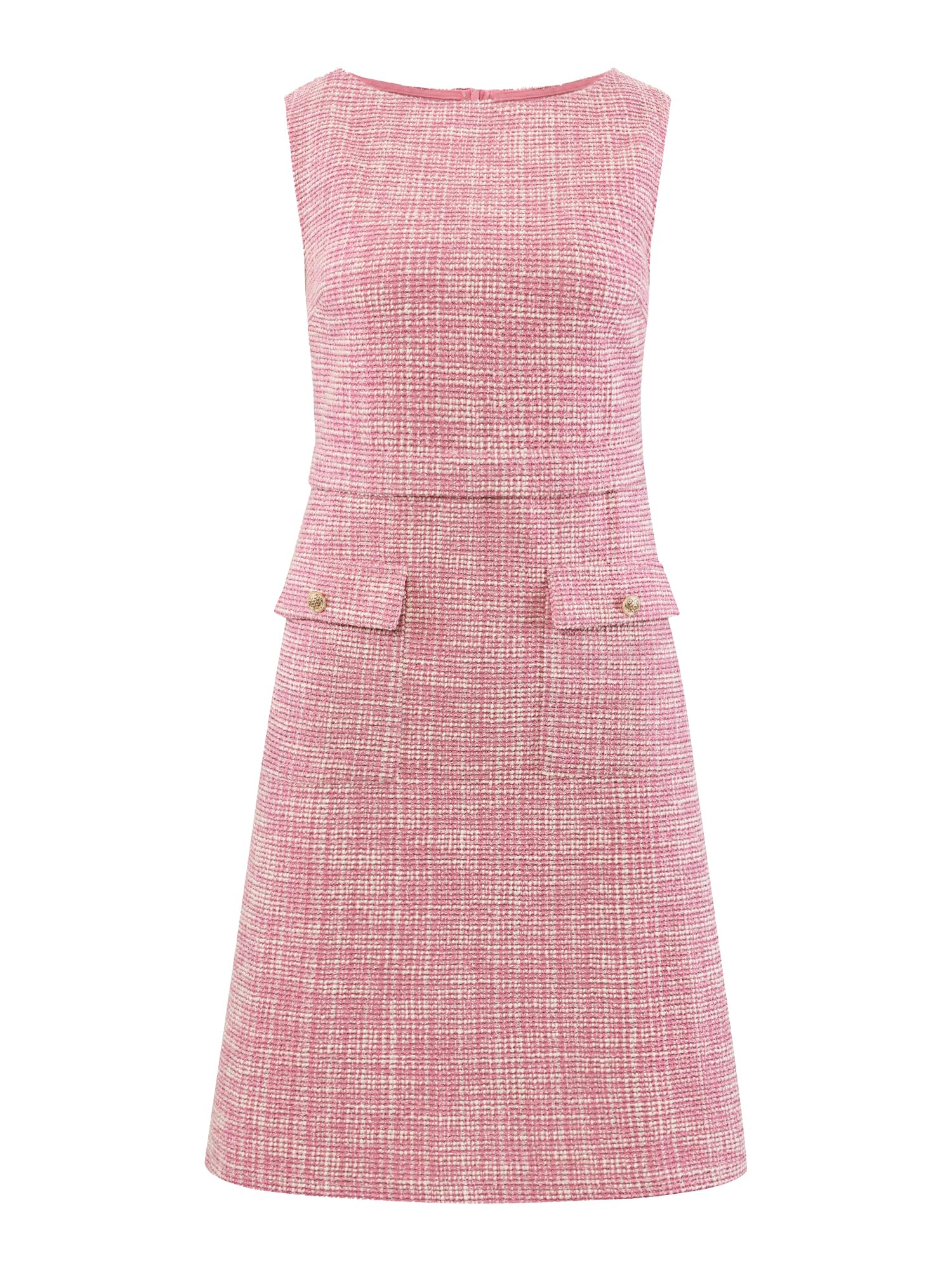 Womens Sleeveless Tweed Dress Boat Neck Work Office Sheath Dresses