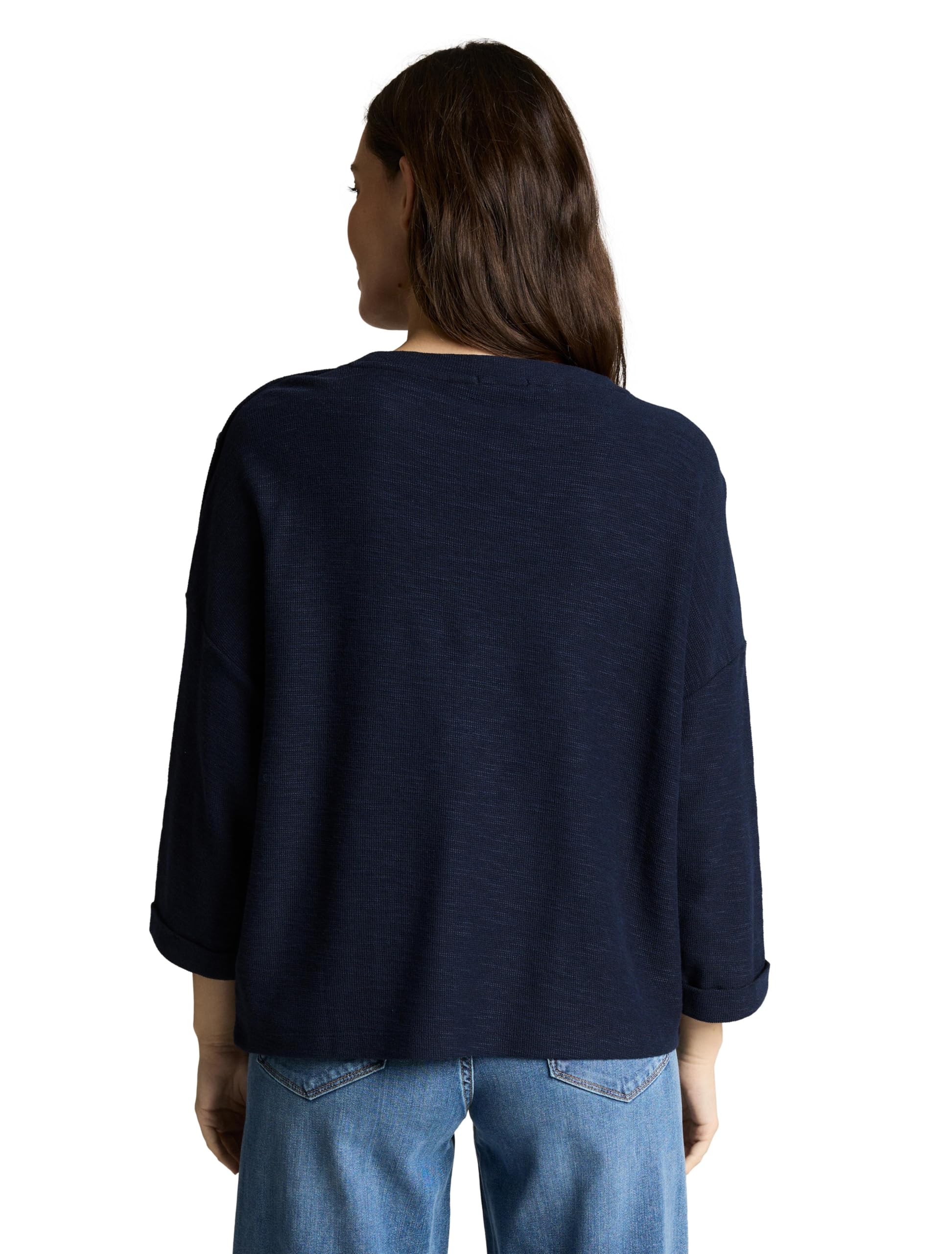 TOM TAILOR Damen T-Shirt mit Schulterknöpfen