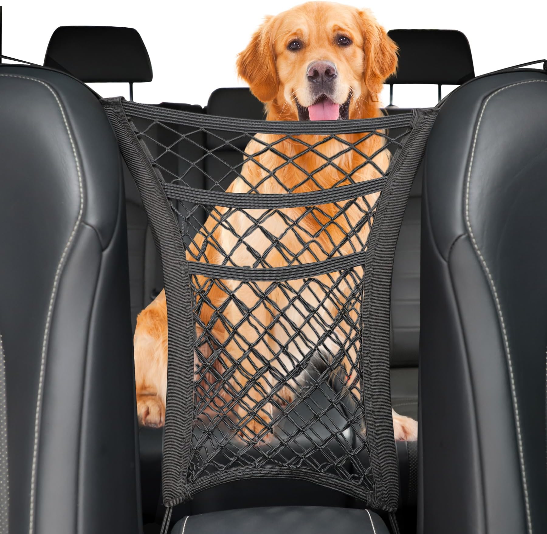3 Layer Car Net Pocket Handbag Holder, Between Seat Back Storage, Elastic Mesh Trunk Bag for Inside, Accessories Interior, Barrier of Backseat Kids Dogs or Pets - 9.8511.8 in