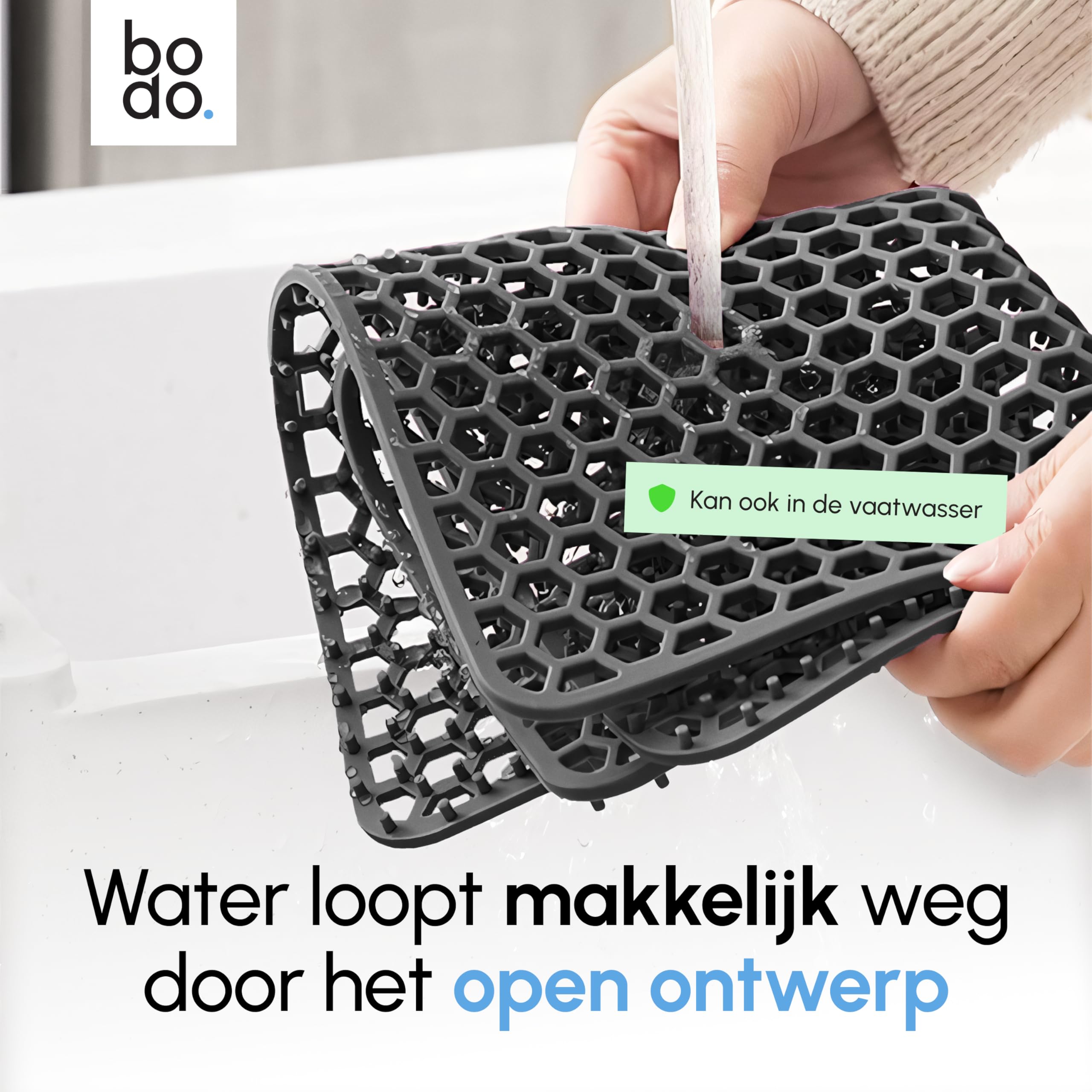 Bodo® Waschbeckenmatte - Rechteckig - Grau - 36 x 46 cm - Für 40 x 50 cm Waschbecken (Grau, 36x46cm)
