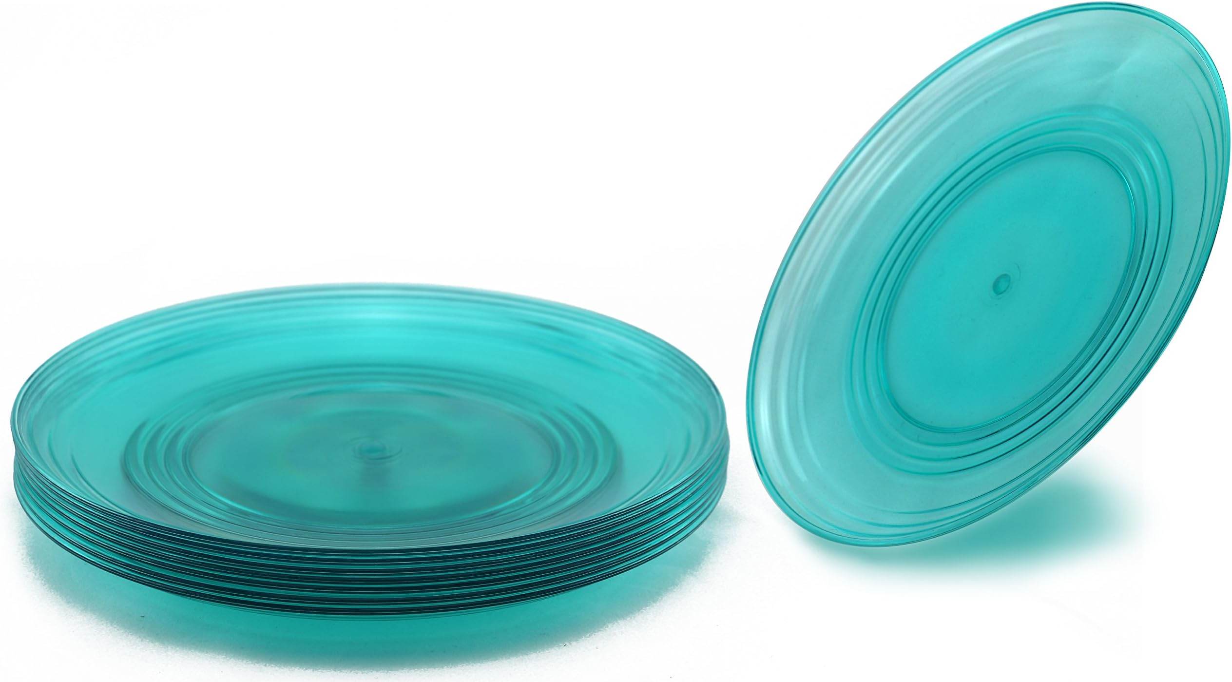 FLEXLINE 8" Kids Plates – Reusable Break-Resistant Plastic Children Snack Dishes – Set of 8 – Teal Blue Color