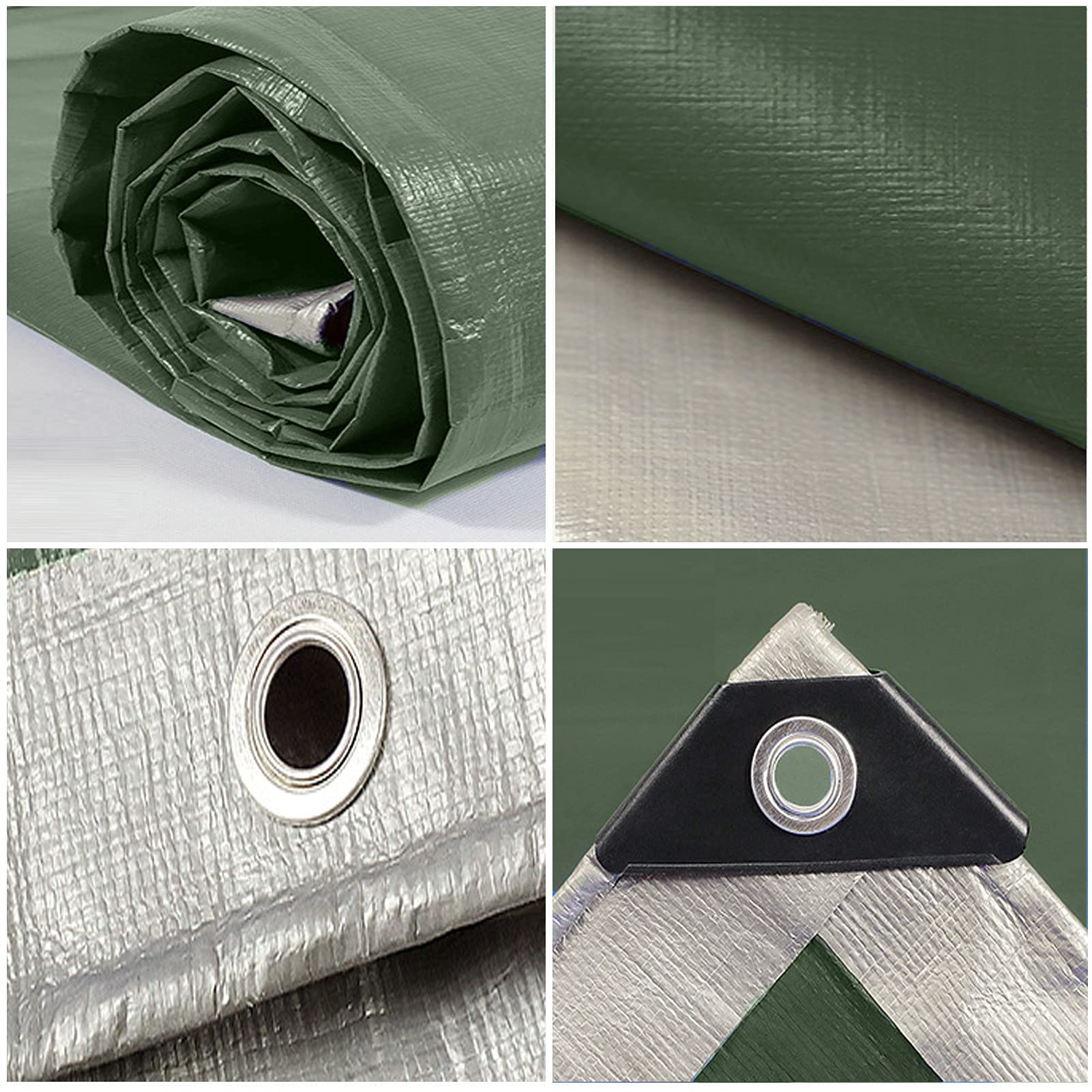 Bâche résistante 160GSM, bâche imperméable avec des Oeillets, Feuille de bâche protectrice Jardin pour des Meubles Jardin pêche Camping en Plein air,Vert,5x8m/16.4x26.24ft