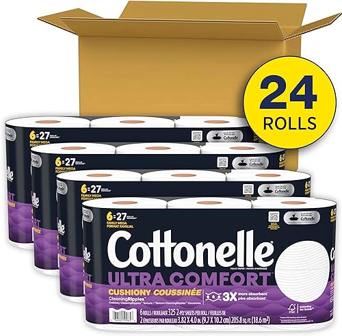 Miniatura 5 de ComfortCare Papel higiénico suave Cottonelle Ultra con ondulación de limpieza 24 rollos familiares