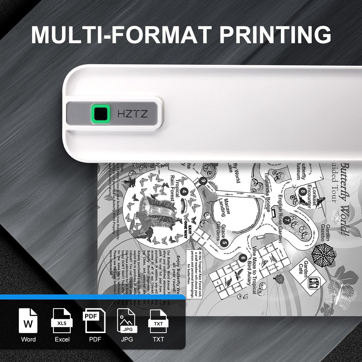 Impresora Portátil Inalámbrica, Impresora Térmica de Viaje, Impresión sin Tinta Bluetooth & USB Soporte de Impresora A4/A5 Papel Térmico, Compatible con Android & iOS Teléfono/Laptop White