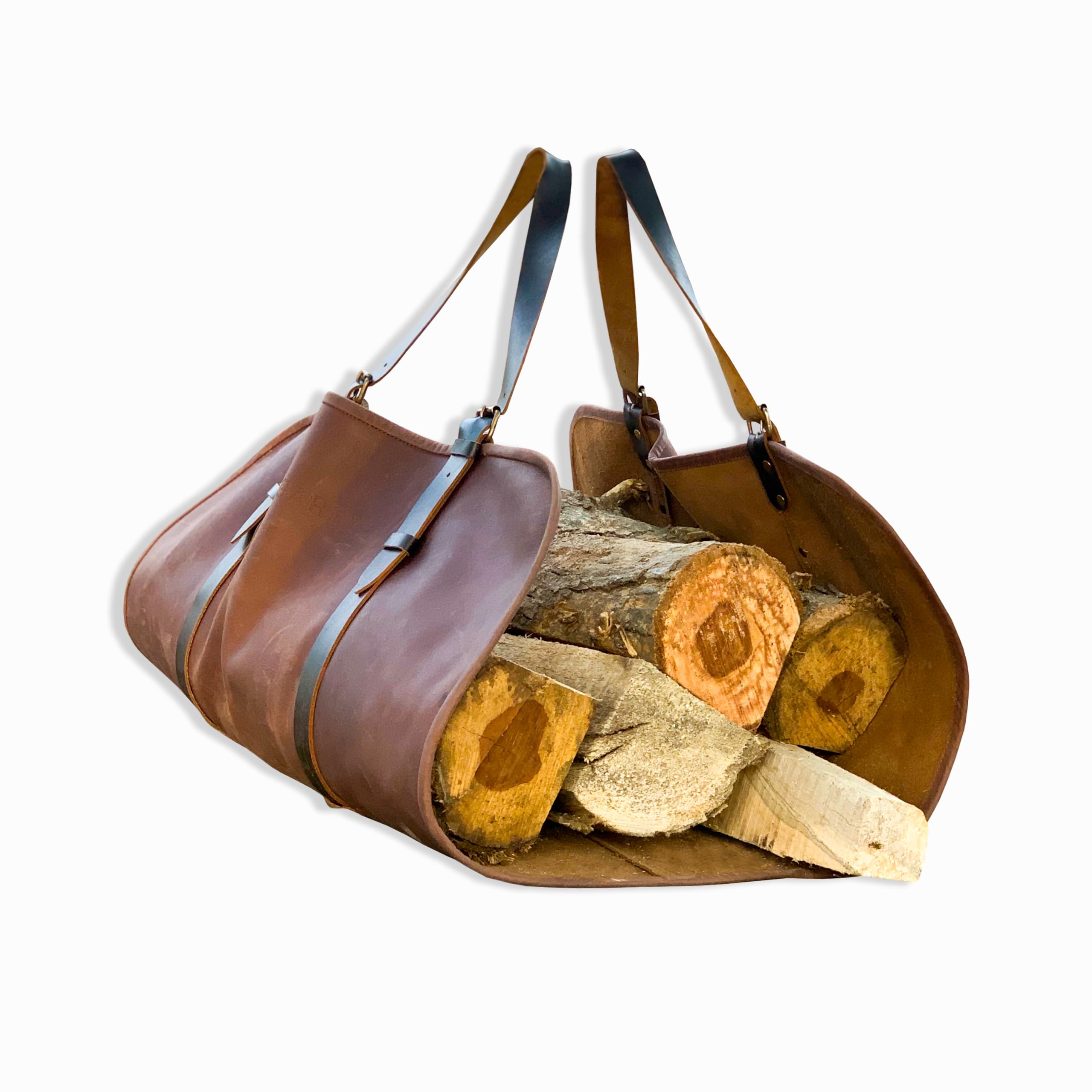 Borsa porta legna da ardere in vera pelle fatta a mano in vera pelle porta legna da ardere borsa tote bag porta legna da camino
