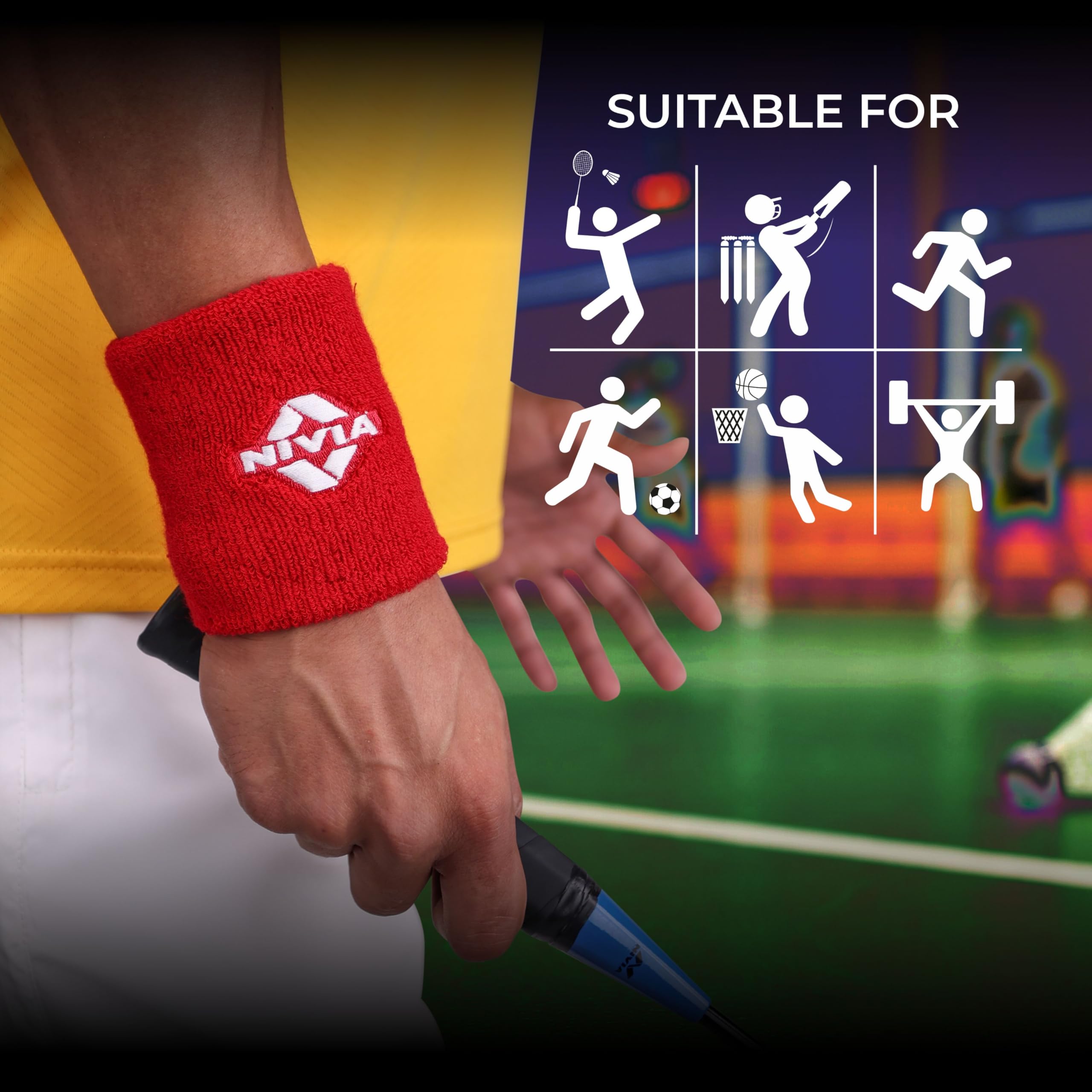 Nivia Sweatband for Men & Women, Wristbands for Tennis, Basketball, Running, Sweat Band for Gym & Athletes (Small, Red) 2