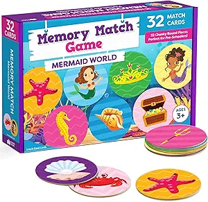 Mermaid Toys for Girls 4-6 Matching Game - Memory Game for Kids - Girls Toys 4-5 - Mermaid Gifts - 4 Year Old Girl Birthday Gifts - Kids Games Preschool Educational Toys