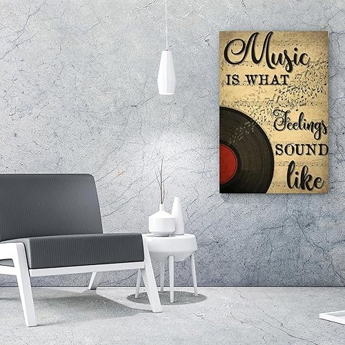 Miniatura 4 de ESyem Póster musical Music Is What Feelings Sound Like Retro Cafe Wall Art Póster de arte de pared y arte de pared, póster artístico y arte de