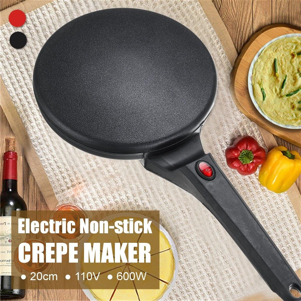 Máquina para Hacer Crepes Eléctrica de 800 W, Plancha para Panqueques Redonda de Plástico Máquina para Hacer Tortillas Eléctrica Portátil Multifuncional para Cocina Casera