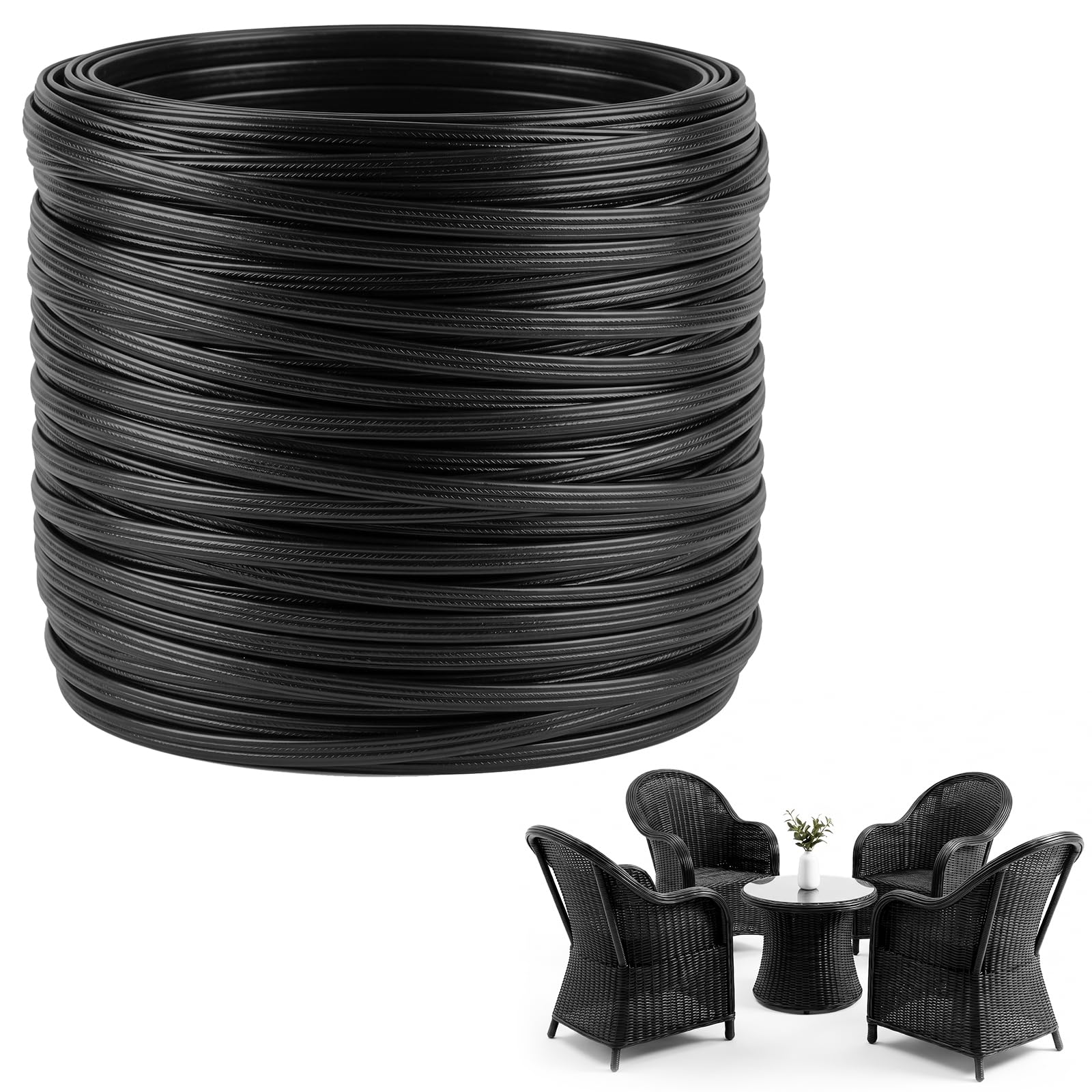 Mhome Reparatieset Voor Terrasmeubilair – Synthetisch Rotan, 500 Gram (ca. 65 Meter), 8 Mm Breed, 1,2 Mm Dik, Zwart/koffie