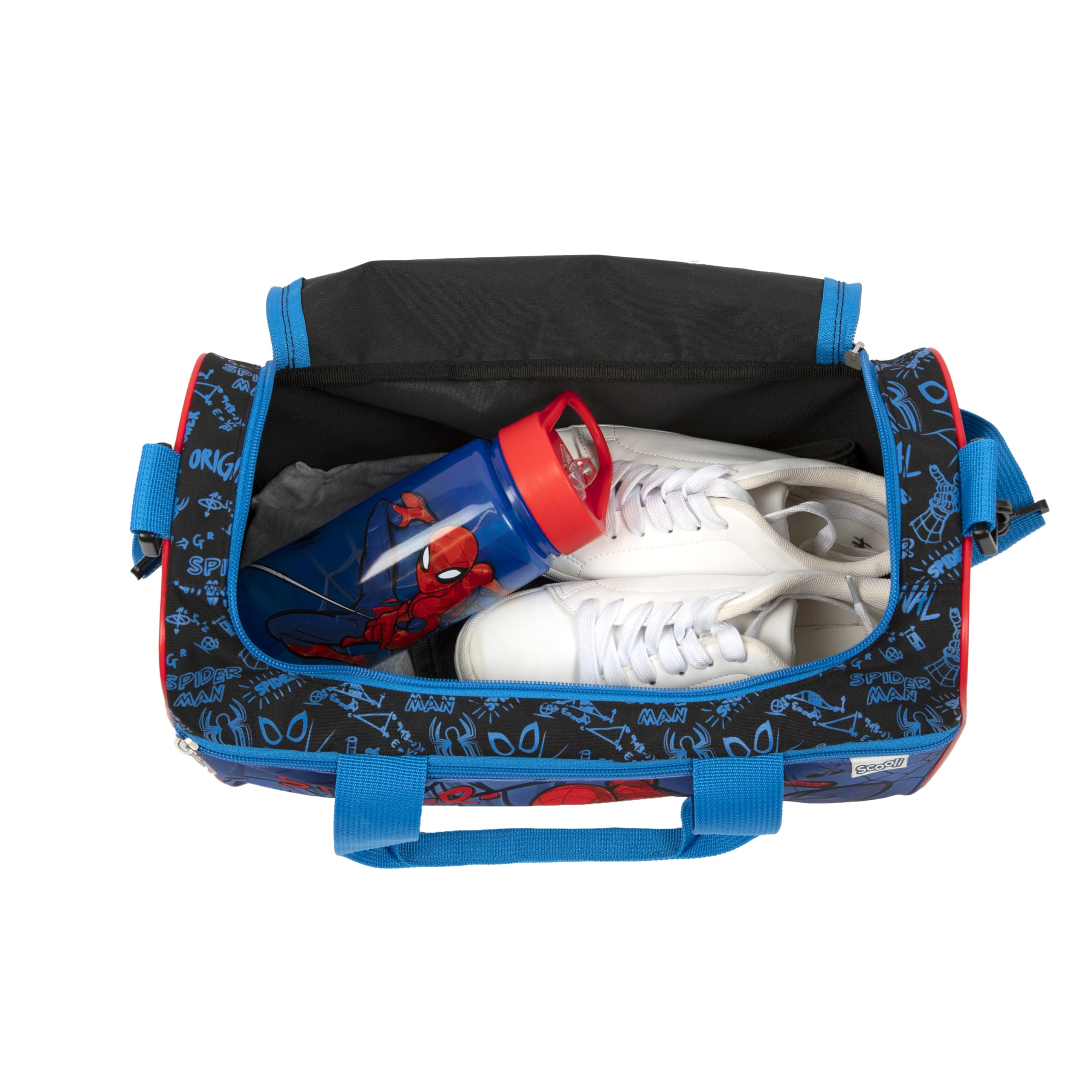 Scooli - Borsa sportiva Marvel Spider Man per bambini - 23 x 35 x 16 cm - ampio scomparto principale - tracolla regolabile - accessori per la scuola - borsa a tracolla