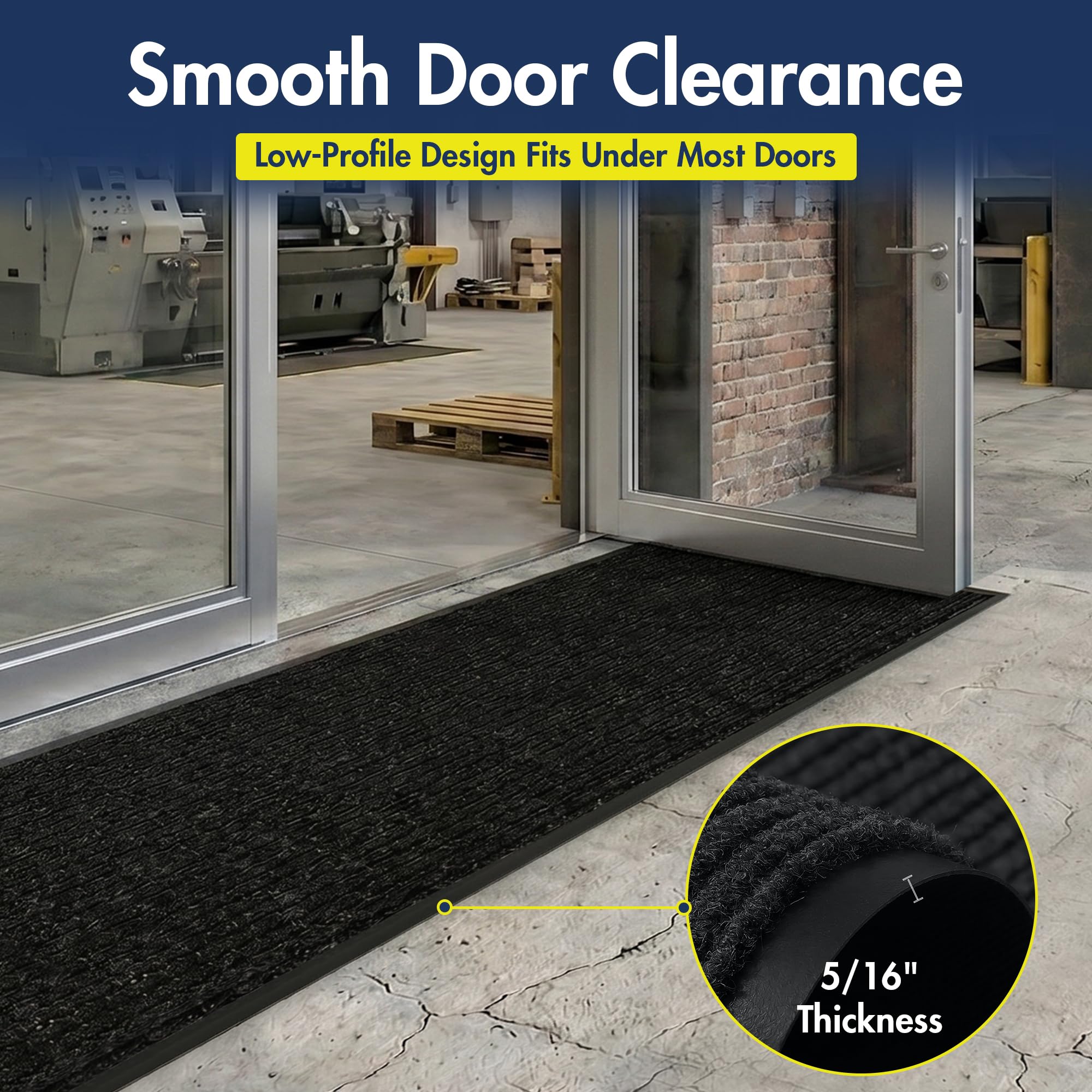Notrax 109 Industrial Door Mat, 3' x 10' Charcoal, Made in the USA — Amazon image 4