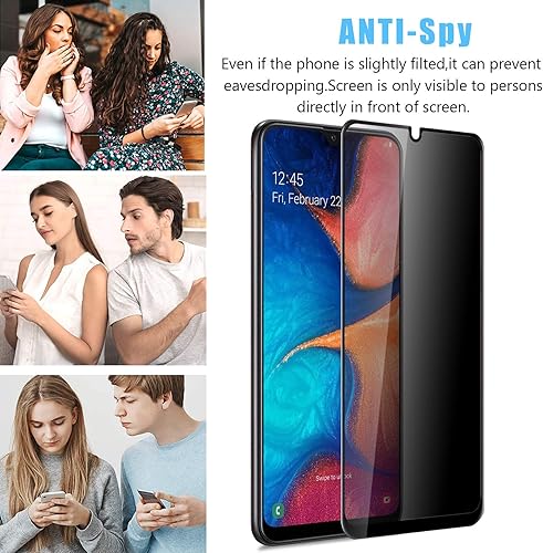 Miniatura 5 de Anbzsign - Protector de pantalla de privacidad para Samsung Galaxy A20, cobertura completa, antiespía, privacidad 9H, dureza 9H, vidrio templado
