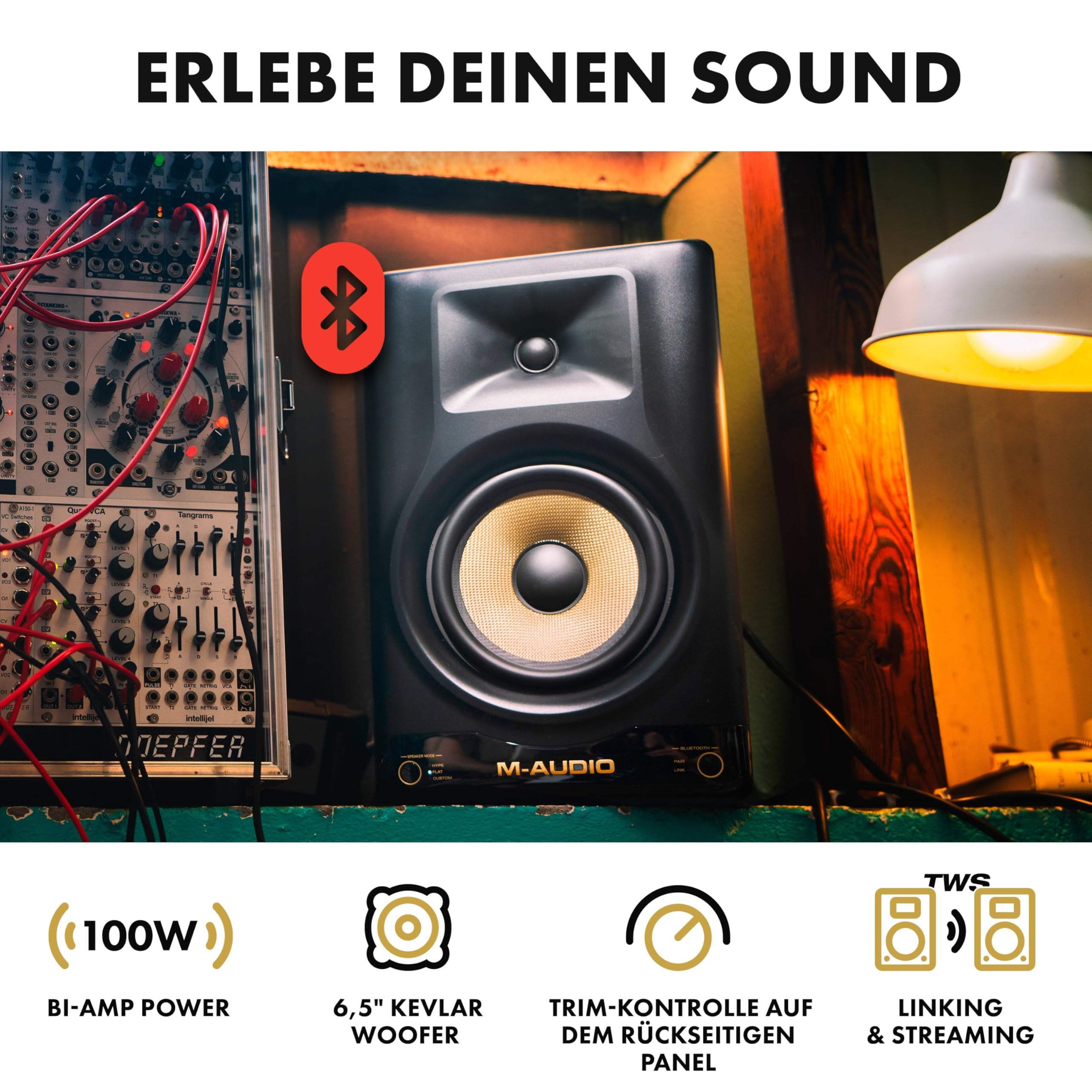 M-Audio Forty Sixty 6.5 Zoll Studio Monitor Lautsprecher für Produktion und Mixing mit Präzisions-DSP Frequenzweiche, EQ, Steuerungs-App und Bluetooth