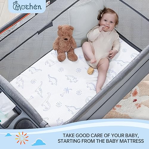 Miniatura 6 de Mochen Pack and Play - Cubrecolchón transpirable de 38 x 26 pulgadas, colchón de espuma viscoelástica de doble cara para bebé con funda extraíble