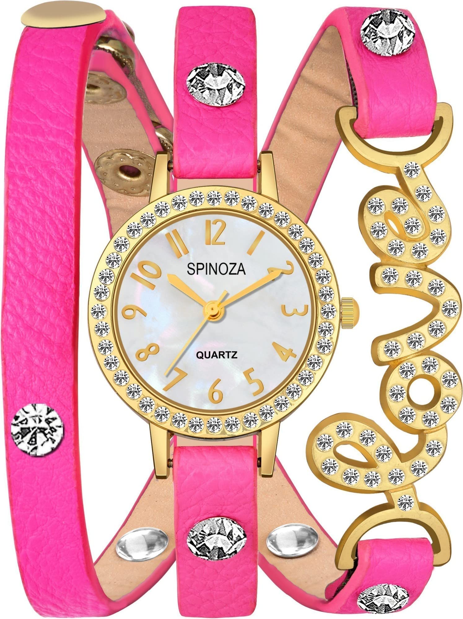 SPINOZA Blue diamond studded love attractive multi tie on wrist bracelet watch for girls-(PO1).(P_C_B_9039) (Pink) (B0C1ZX5577) Amazon Price History, Amazon Price Tracker