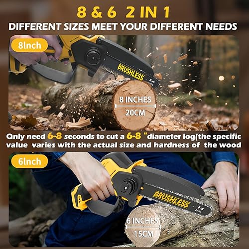 Miniatura 3 de Mini motosierra compatible con batería Dewalt de 20 V Max, mini motosierra inalámbrica 2 en 1 de 8 y 6 pulgadas, motor de cobre puro sin escobillas