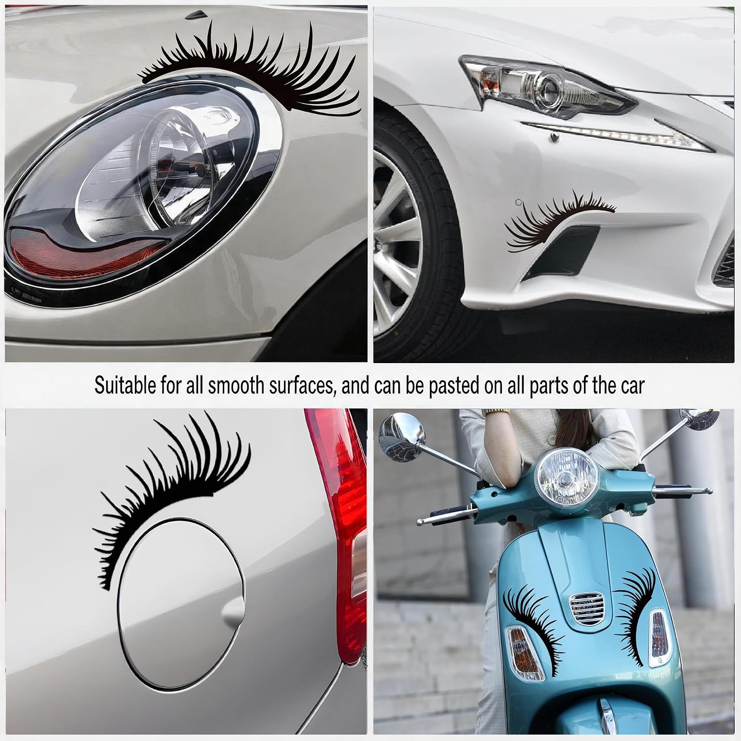Car Eyelashes for Headlights 2Pcs – 3D Curved Design, Flexible Self-Adhesive Decals, Weather-Resistant, for Women & Car Enthusiasts, Universal Fit for Most Cars image 5