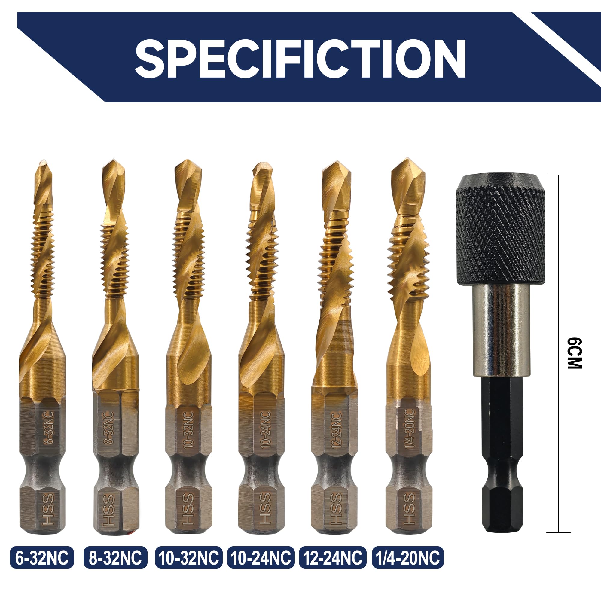 Drill & Tap Set - 6 Pcs Combination Threading Tools -2