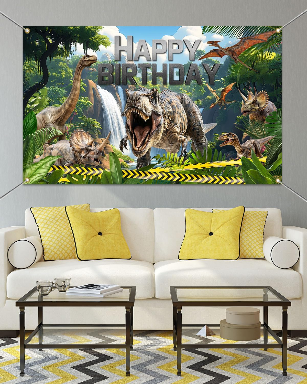 Mocsicka Dinosaur Birthday Backdrop Banner for Boy Dinosaur Park Theme Party Decorations Banner Dinosaur Photography Backgournd Supplies (Green, 70.8x43.3 inch) - Image 3