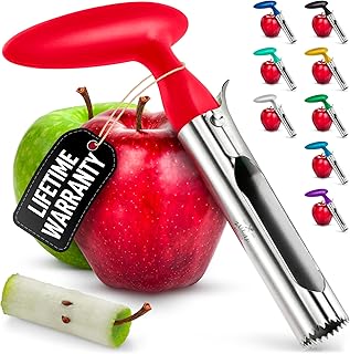 Zulay Kitchen Premium Apple Corer Tool - Ultra Sharp, Stainless Steel, Serrated Blades for Easy Coring - Easy to Use & Clean, Durable Apple Corer Remover for Baking Apples & More - Red