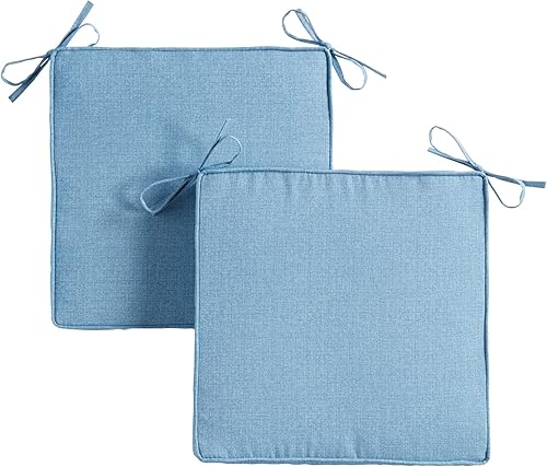 Miniatura 1 de Greendale Home Fashions Cojín de asiento reversible cuadrado de 18 pulgadas, color azul jaspeado, 2 unidades