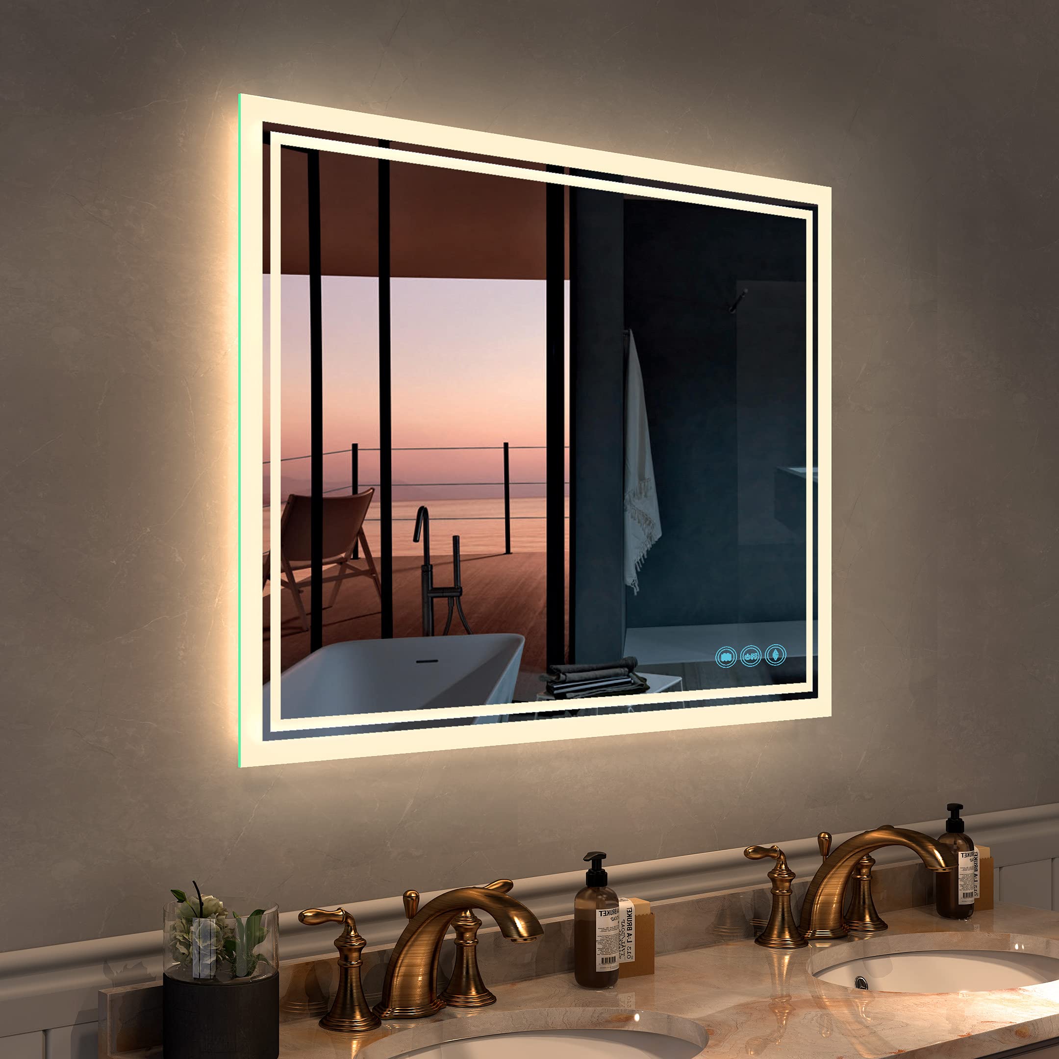 Buy JorYoo LED Bathroom Mirror for Wall 40x32 Inch Anti-Fog Bathroom ...