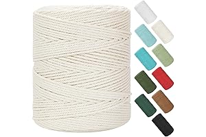 4mm Natural Cotton Macrame Cord: 380 Yards of Soft, Twisted Craftsmanship