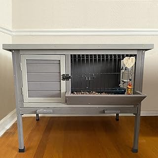 Rabbit Hutch Indoor Rabbit Cage with Metal Wire Pan,Outdoor Bunny cage with Pull Out Tray