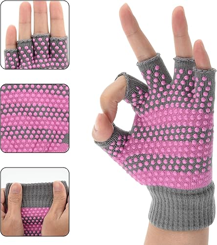Miniatura 3 de Cosmos Juego de guantes y calcetines de yoga antideslizantes para mujer, juego de calcetines y guantes de pilates para mujer, barra, ballet, bikram