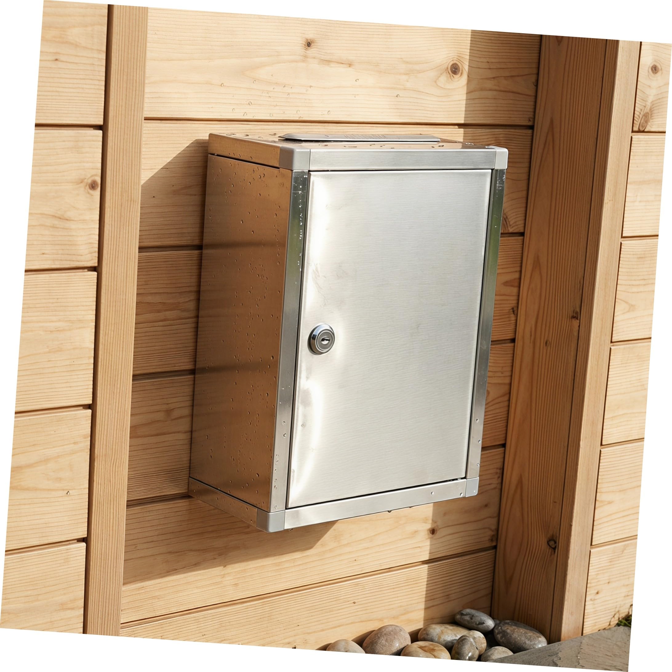 Buzón de Sugerencias de Acero Inoxidable Plateado para Cartas Exterior | Cerradura Integrada, Resistente al Agua Impactos, para Aulas y Sorteos