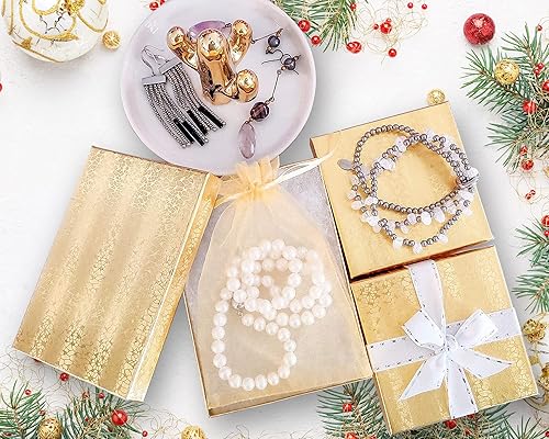 Miniatura 3 de TheDisplayGuys - Juego de 25 cajas de papel para joyería con relleno de algodón, 8 y 1/16 pulgadas x 2.25 pulgadas x 1.33 pulgadas Papel dorado