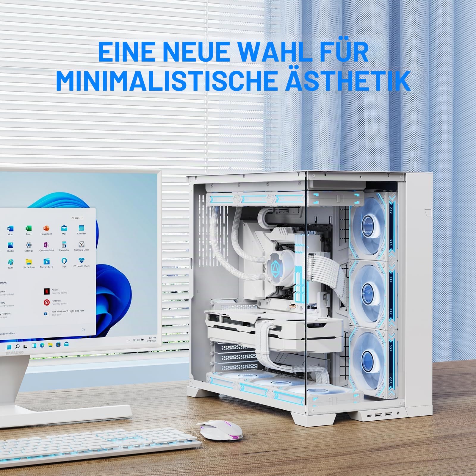Sirlyr Perlweißes Netzteil-Verlängerungskabel-Set, maßgeschneidertes Netzteilkabel für PC Build 16AWG 24pin ATX / 8 (4+4) Pin EPS CPU-Kabel / 8 (6+2) Pin PCI-E GPU PSU Kabel 6 Stück mit Kabel