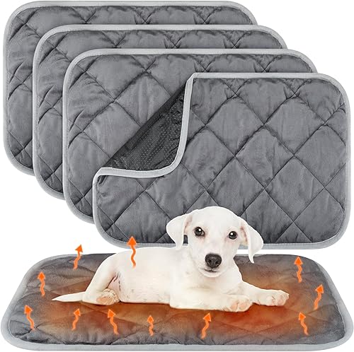 Miniatura 8 de Paquete de 4 alfombrillas autocalentables para gatos, de 16 x 20 pulgadas, refleja el calor corporal, almohadilla térmica extra cálida para
