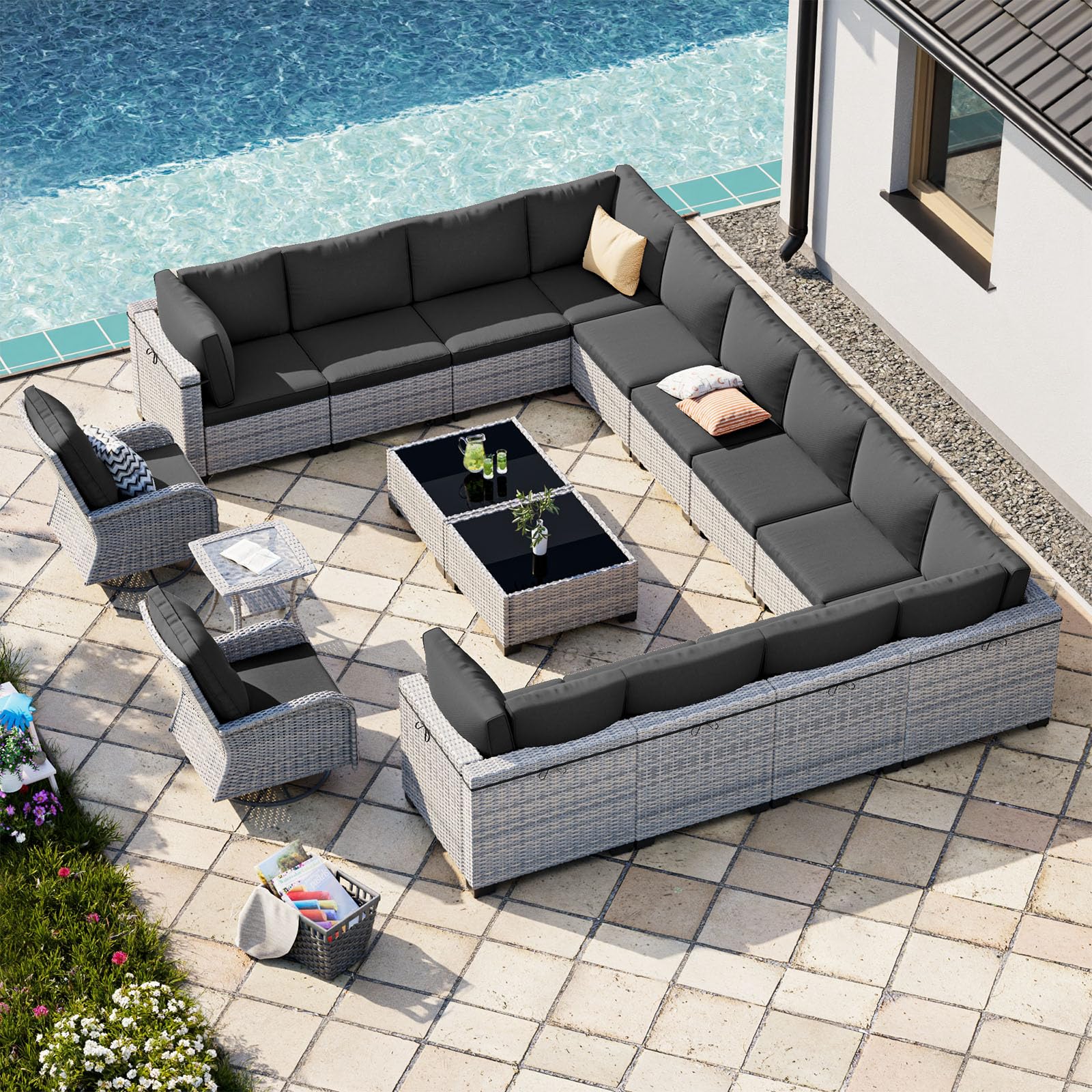 Outdoor PE Wicker Rattan Modular Patio Sectional Sofa Set