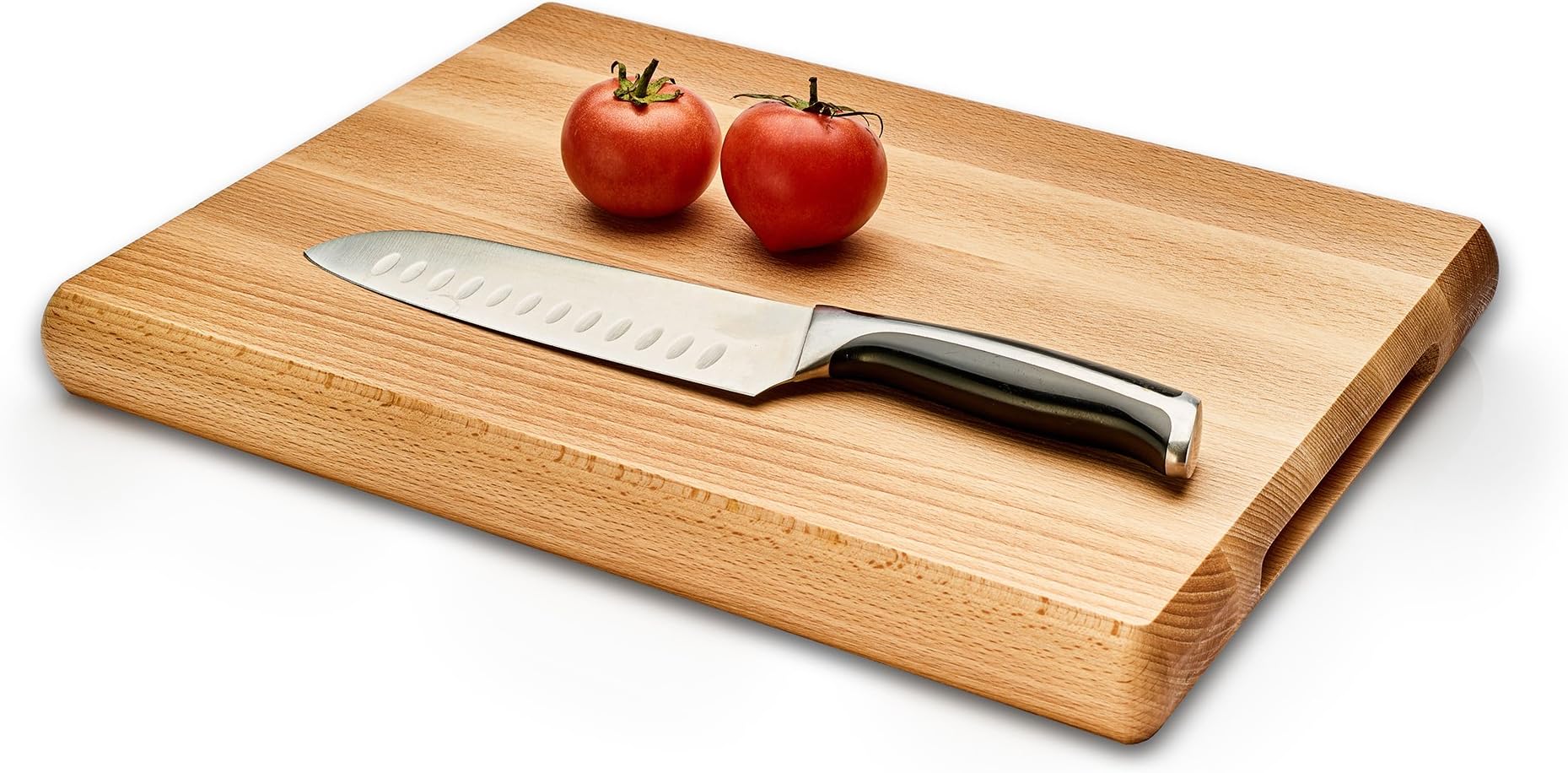Butcher Block Beech Wood Wooden Chopping Cutting Board with Handle Thick 40 x 30 x 4 cm Solid and Heavy 3,25 kg